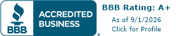 BBB Accredited Business — A+ Rating