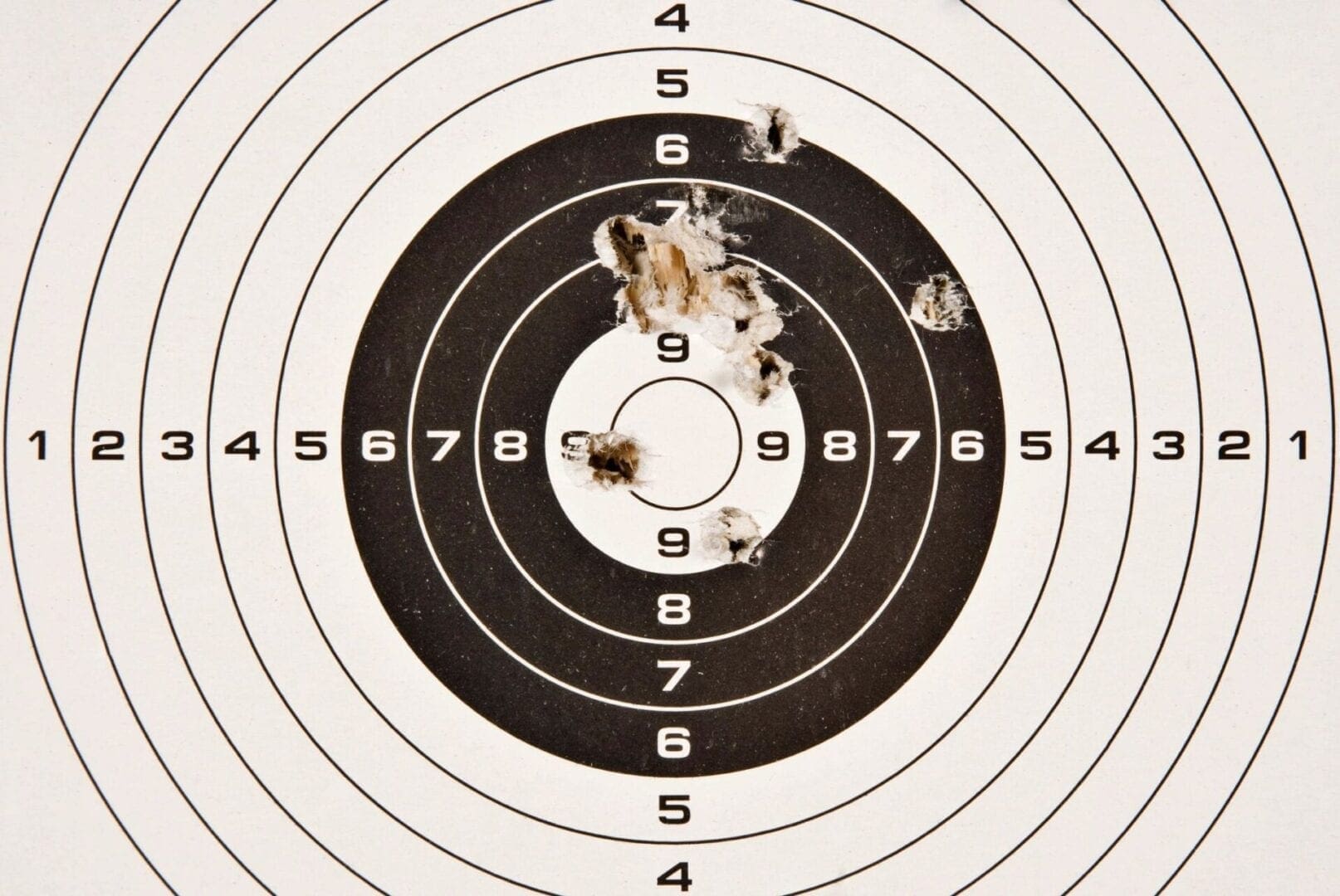Shooting target with bullet holes